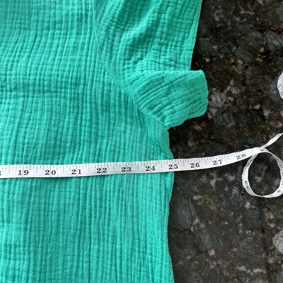 Chicos 100% gauze cotton roll tab sleeve collared dress. Preppy. Lightweight. 20 - Picture 8 of 11